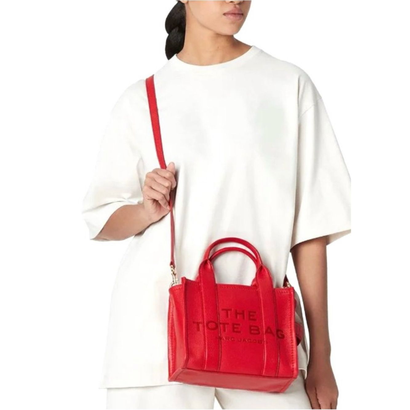Rare Authentic Marc Jacobs The Leather Medium Tote Bag In Color Dragon